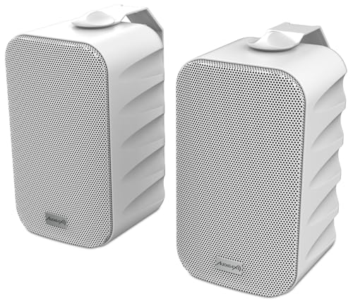 Audibax Delta 52 BT White Bluetooth-Lautsprecher, Hochleistungs-Aktiv-Lautsprecher für die Wand, Bluetooth-kompatibel, hoher Frequenzbereich (80 Hz-20 kHz), Surround-Sound