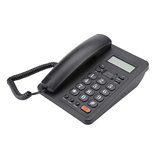 Schwarzes schnurgebundenes Festnetztelefon, Telefon für Privatanwender und Büros, 16-stelliger Telefon-LCD-Bildschirm zur Anzeige der Anrufer-ID und des Echtzeitdatums