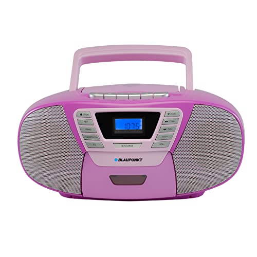 Blaupunkt B 120 MC tragbarer Kinder CD Player mit Bluetooth | Kassettenrekorder Kinder | Hörbuch Funktion | CD-Player mit USB | kleines CD-Radio | Aux In | PLL UKW Radio | Radio mit CD Spieler | Pink