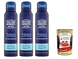 Neutro Roberts Deodorante Spray Uomo Fresco Essenza Marina, Deospray für Männer, Wirksam 48 Stunden Ohne Salze - 3x 150ml + Italian Gourmet polpa 400g