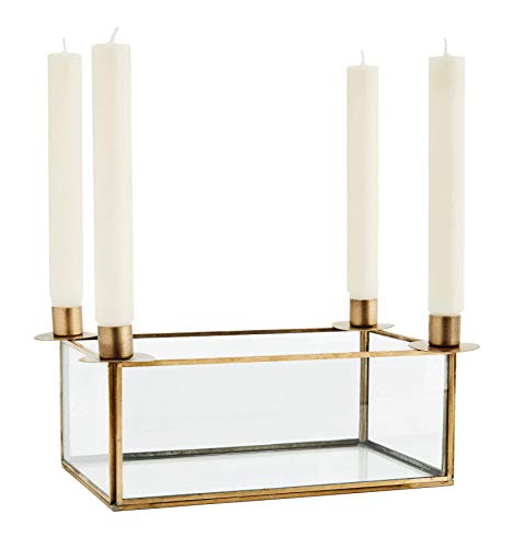 Madam Stoltz Glasbox mit Kerzenständer, 25 x 15 cm für 4 Stilkerzen