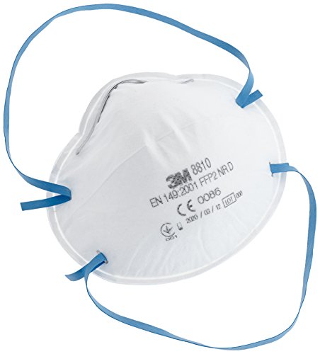3M 8810 FFP2 Atemschutz-Maske, Feinstaubmaske mit Filterklasse FFP2, Flexible Nasenbügel für optimale Passform, 20 Stück