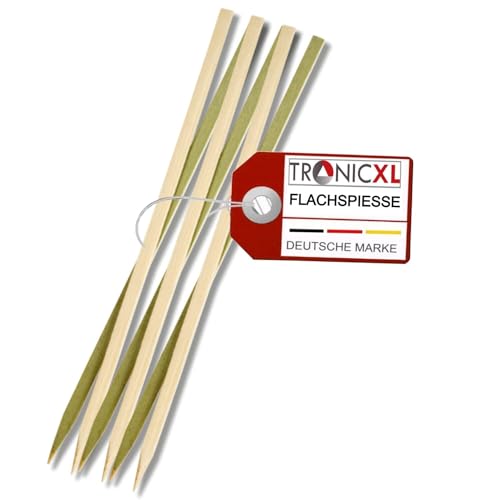 TronicXL 200x Flache Bambusspieß Flachspiesse 25cm Holzspieße Schaschlikspieße Holz Bambus Fleischspieß BBQ