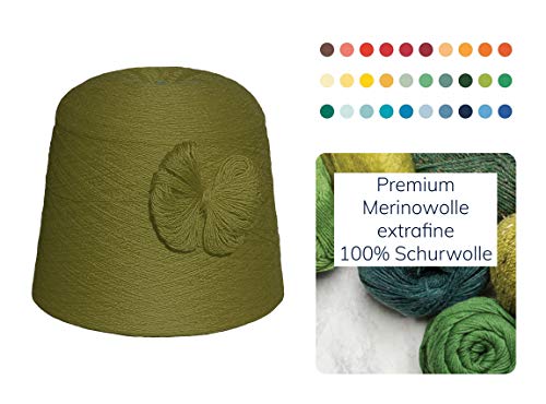 Moschen-Bayern Strickwolle 1 kg 1000g Merinowolle Extrafine 100% Schurwolle Schafwolle Handstrick Wolle zum Stricken Häkelwolle Häkeln Garn Nadel 2,5 3 3,5 4 - Grün Kiwi