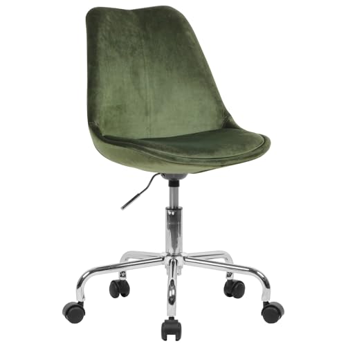 Schreibtischstuhl Grün Samt Design Drehstuhl mit Lehne Arbeitsstuhl mit 110 kg Maximalbelastung Scha