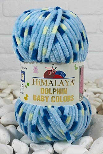 Himalaya Delphin Baby Colors (5er-Pack), 5 x 100 g, super sperriges Himalaya-Garn, Deckengarn, Samtgarn, Strickgarn, Amigurumi-Garn (80403)