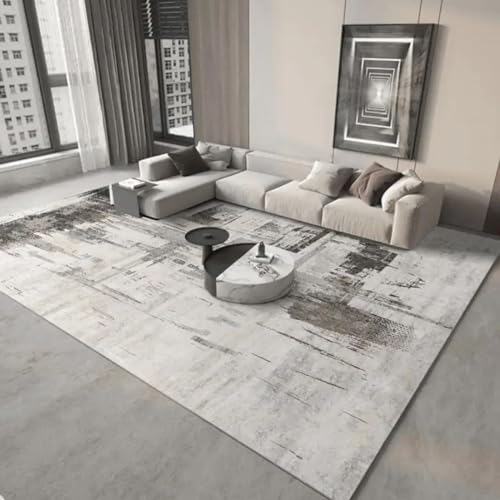 18meng Art Wohnzimmer Teppich 60x180 cm weiß Grau Abstrakt Design Mode Gestreift Teppiche für Wohnzimmer Schlafzimmer Esszimmer Flur Teppich Rechteckig Waschmaschinenfest