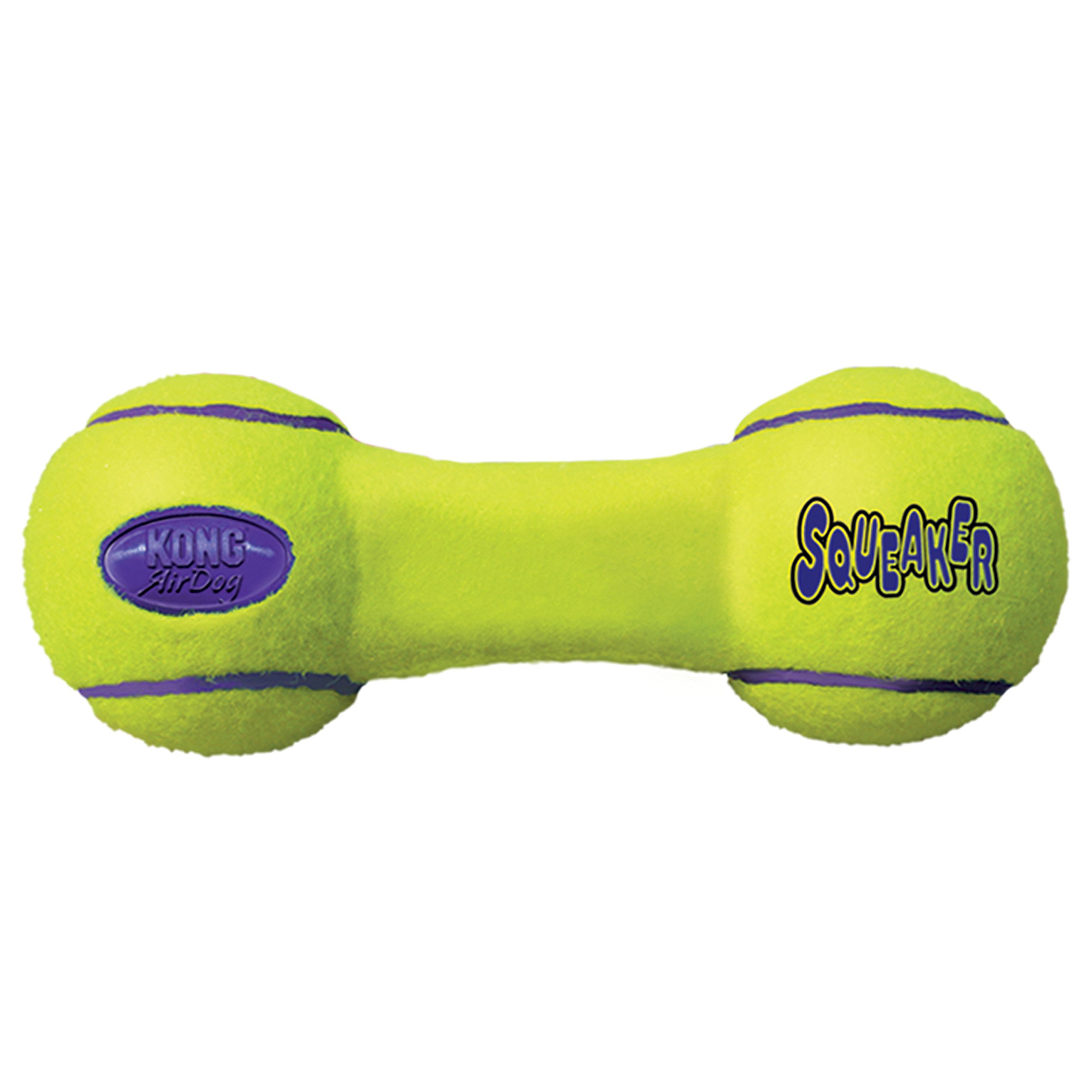 KONG – AirDog Squeaker Dumbbell – Quietschendes, Federndes Apportierspielzeug aus Tennisballmaterial – Für Große Hunde