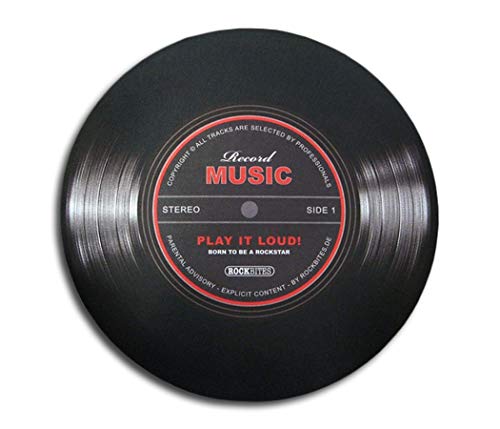Close Up Record Music Teppich in Form Einer Schallplatte (67cm) mit Rutschfester Gummi-Rückseite