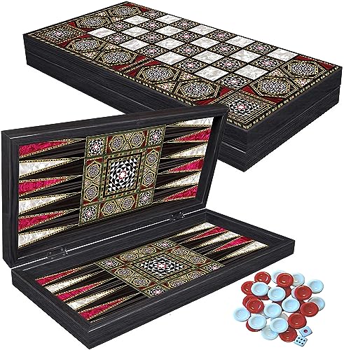 Deluxe Holz Backgammon Set PALAMEDES im Format 28,5 x 28 cm (S)