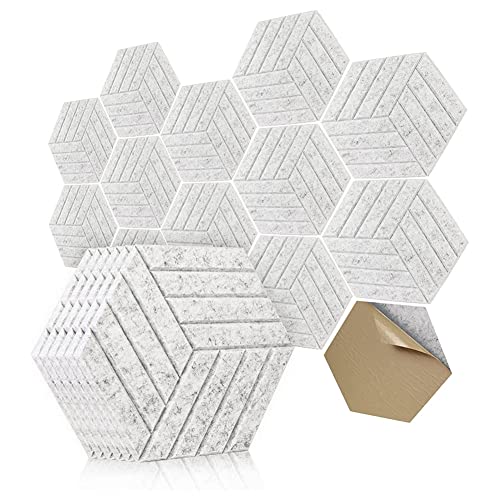 Potadak Schallschutzplatten Hexagon Selbstklebend 12 Stück Akustikplatte, Schalldämpfplatte für Studio Office Home 4