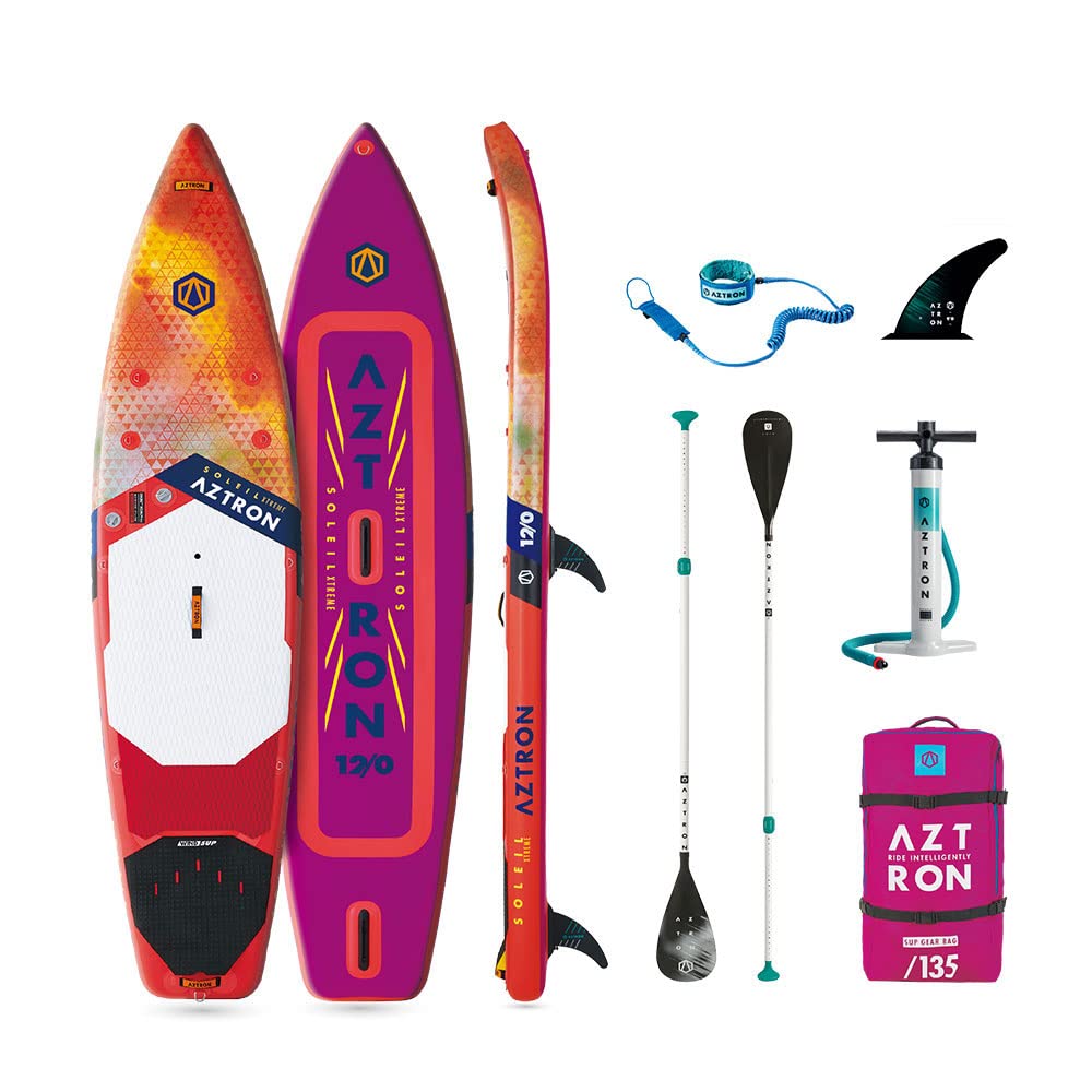 AZTRON Soleil Xtreme Touring, aufblasbares SUP/Windsurf, Unisex, Erwachsene, Rot/Orange/Schnuller, 366 x 81 x 15 cm