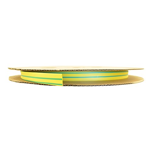 Schrumpfschlauch Isolierschlauch 2:1 (D=12,7mm/d=6,4mm) in Gelb Grün, Länge 75 m auf praktischer Spule