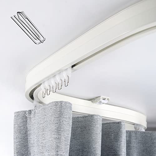 ZIMGOD Vorhangschiene Deckengardinenstange Weiß, Flexible Gardinenstange für Wohnzimmer/Erker/Loft, Gardinenstangen für Wandteiler - Einschließlich Haken (Size : 180cm/5.9ft)