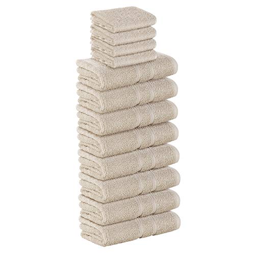 StickandShine 12 TLG. (4X Gästehandtuch / 8X Handtuch) in Sand/Premium Frottee Set aus 100% Baumwolle mit 500g/m² 12er Pack