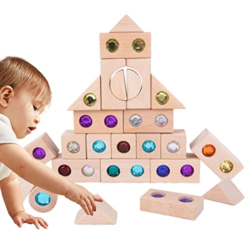 Richolyn Acryl-Bausteine,Farbige Holzbausteine | Transparentes Windows Blocks Game, Montessori Sensory Toys für Eltern-Kind-Interaktionsspiel