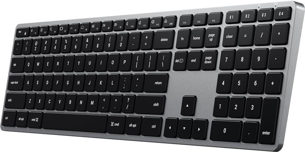 SATECHI Slim X3 Bluetooth-Tastatur mit Hintergrundbeleuchtung und Ziffernblock – kompatibel mit 2020 iMac, 2020 Mac Mini, 2020 MacBook Pro/Air neueren Mac-Geräten (grau)