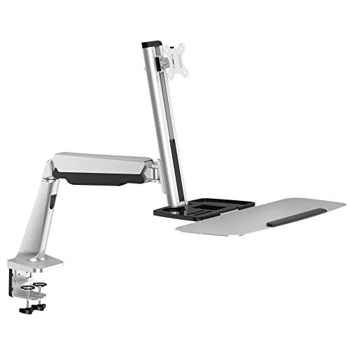 RICOO TS1311, Sitz-Steh-Stand Work-Station Höhenverstellbar 13-27 Zoll bis 8-kg & VESA 100x100 Monitor-Stand-Halterung Bildschirm-Ständer Schreibtisch-Aufsatz