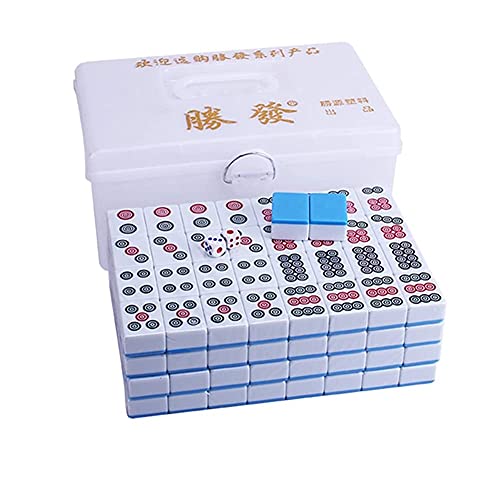 Suuim Mahjong-Sets Chinesisch Chinesisches Mahjong-Spielset in voller Größe – mit 146 mittelgroßen Spielsteinen, 2 Würfeln, Mah-Jongg-Set