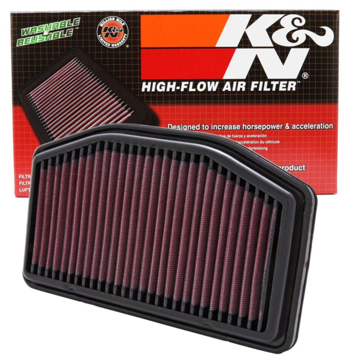 K&N YA-1009 Motorrad K&N Tausch-Luftfilter Rot