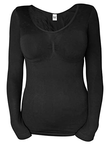 HEAT HOLDERS - Damen Warm Thermo Baumwolle Langarm Unterhemd (S/M (32-38" Bust), Black)