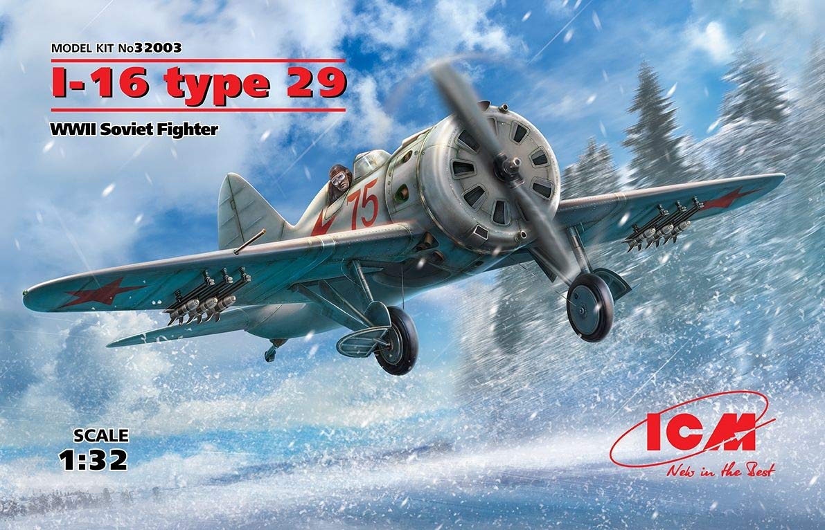 ICM 32003 Air, Force, Modellbausatz I-16 Type 29, WWII Soviet Fighter, Schwarz