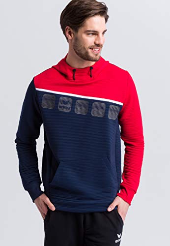 ERIMA Herren Hoodie 5-C Kapuzensweat, new navy/rot/weiß, XXXL, 1071907