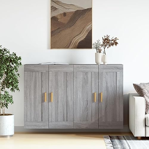 AIJUUKJP Buffets & Sideboards Wandschränke 2 Stück Grau Sonoma Holzmöbel