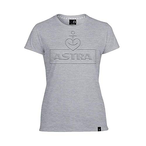 ASTRA Damen T-Shirt Prägung, grau, Damen-Bekleidung, Bier zum Anziehen als T-Shirt Print, mit dem typischen Herz-Anker, Geschenk-Idee für Frauen (S)