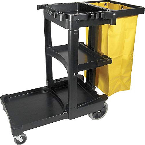 Rubbermaid Commercial Products Cleaning Cart Janitor Cart (2 fixed casters / 2 swivel wheels) - Black