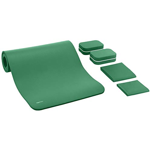 Amazon Basics Yogamatte, 1,3 cm dick, 6-teiliges Set, Grün