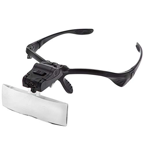 Kopfbandlupe mit LED-Licht, freihändiges Lesen, Lupe mit 5 abnehmbaren Gläsern, Pro Lupe zum Lesen, Nagelkunst, Wimpern, Schmuck, Uhr und elektronische Reparatur