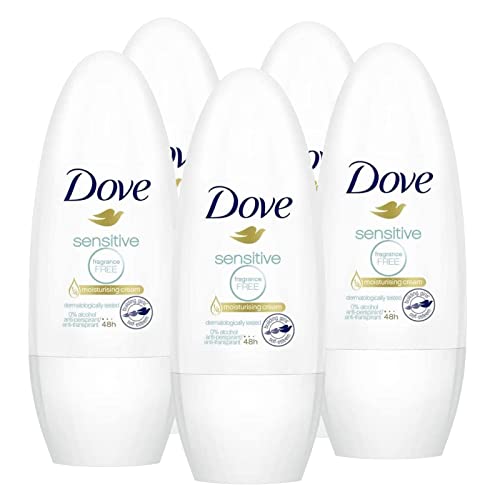 5x Dove Deo Roll-On Sensitive 48h ohne Duft 0% Alkohol Antitranspirant - 5 Flaschen à 50 ml