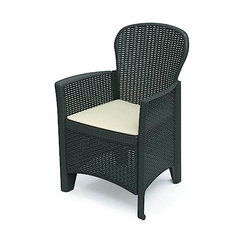 Modularer Sessel mit Rattan-Effekt, Made in Italy, 60 x 58 x 89 cm, Farbe Anthrazit