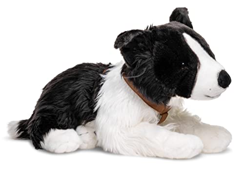 Uni-Toys - Border Collie schwarz-weiß, liegend (mit Geschirr) - 64 cm (Länge) - Plüsch-Hund, Haustier - Plüschtier, Kuscheltier