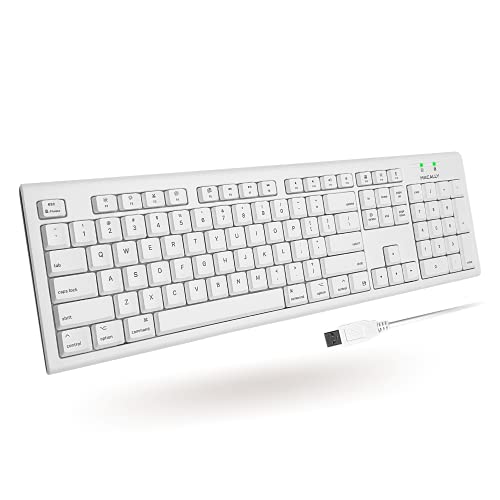 Macally USB-Tastatur für Mac Mini/Pro, iMac Desktop Computer, MacBook Pro/Air Desktop mit 16 kompatiblen Apple-Tastenkombinationen, erweitert mit Nummerntastatur, gummierte Tastenkappen, auslaufsicher