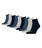 PUMA unisex Quarter Sportsocken Kurzsocken Socken 271080001 9 Paar, Farbe:Mehrfarbig, Menge:9 Paar (3x 3er Pack), Größe:39-42, Artikel:-532 navy/grey/nightshadow blue