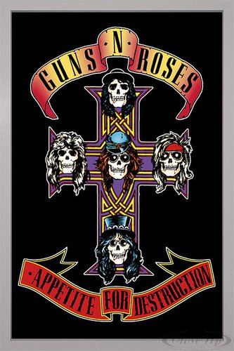 Guns N' Roses Poster (66x96,5 cm) gerahmt in: Rahmen Silber