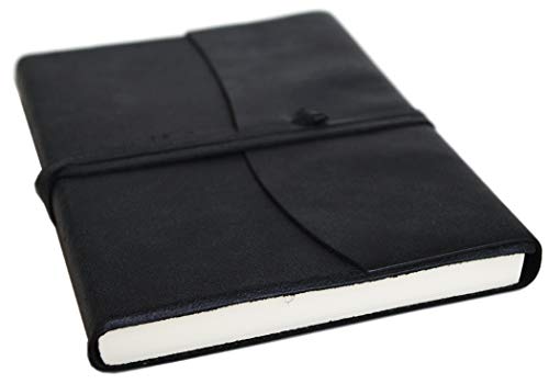 LEATHERKIND Capri-Leder-Tagebuch, Obsidian, A5 (15 x 21 cm), blanko, handgefertigt in Italien