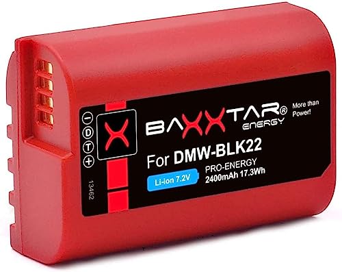 Baxxtar Pro Akku DMW BLK22 BLK22E (2250mAh) - kompatibel mit Panasonic DC-S5 DC-S5K G9 GH5 GH5S