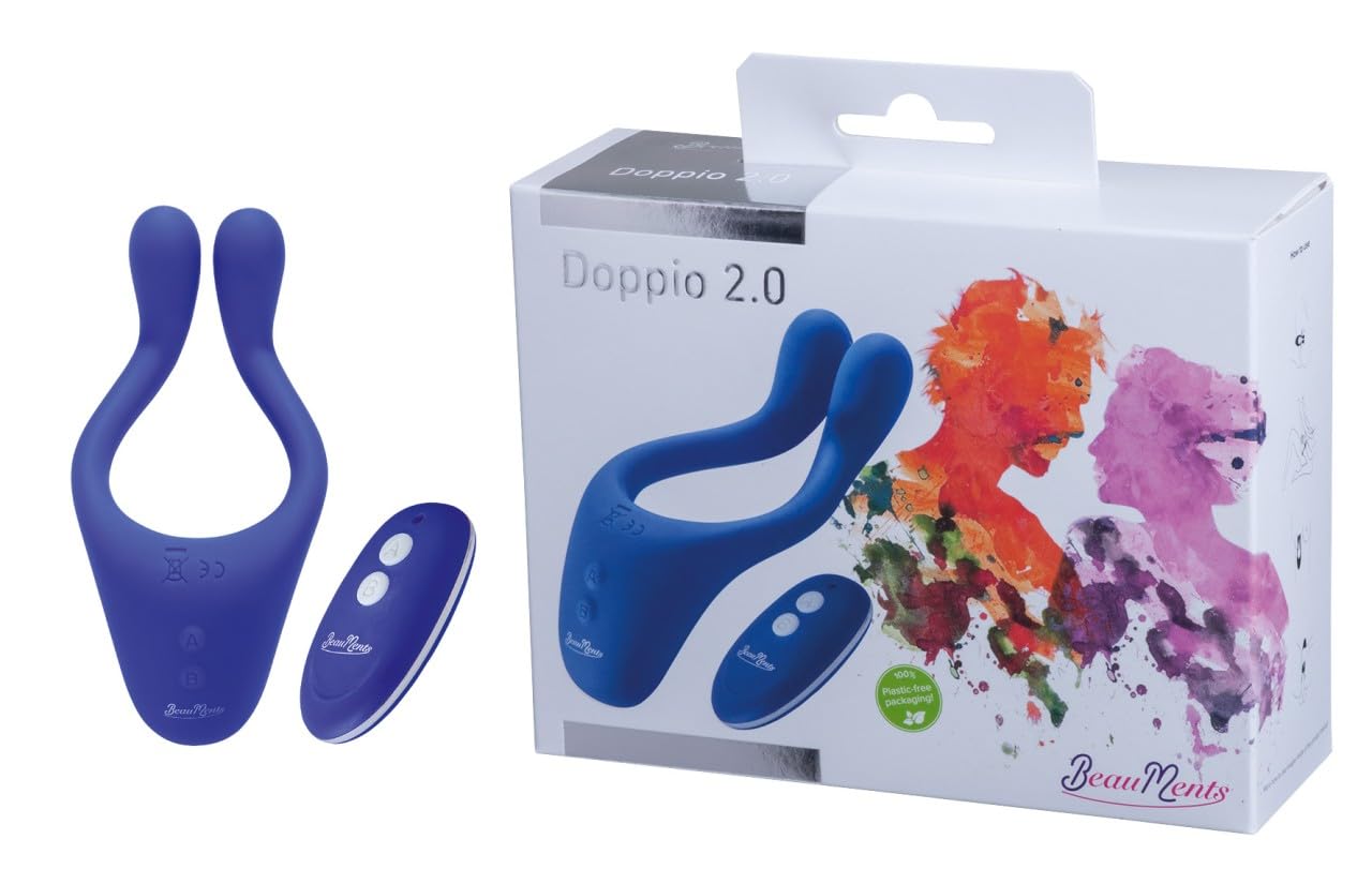 Doppio 2.0 Multi-Use Couples Vibrator with Wireless Remote Control Blue