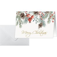 Sigel DS085 Weihnachtskarten-Set Red berries and pine cones, A6 quer, 25 Karten mit Umschlägen