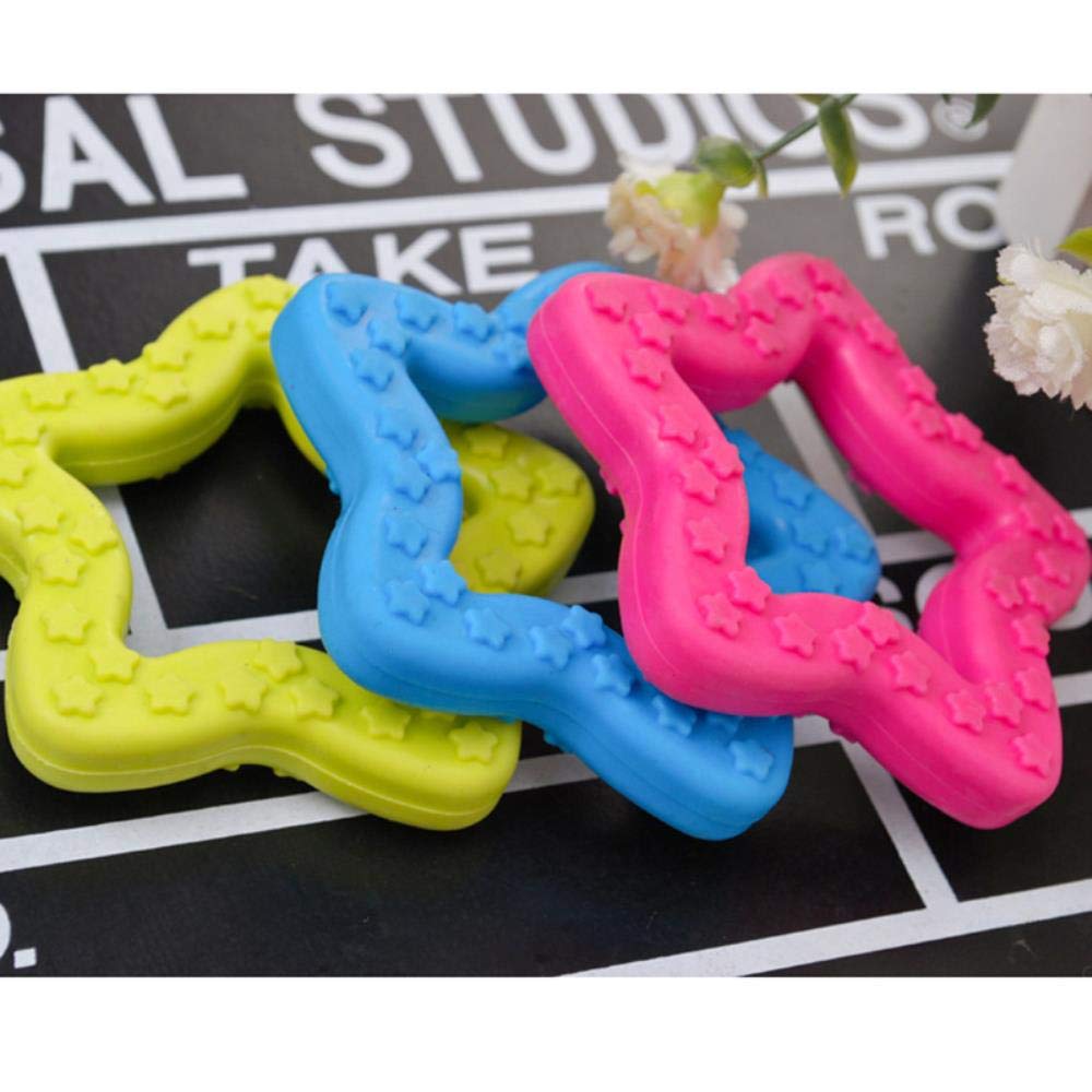 THREESS Haustier-Hundespielzeug kaut quietschende sternförmige Gummispielzeuge für Katzen-Welpen-Baby-Hunde Ungiftiges Gummispielzeug Lustiges wechselwirkendes Spiel, gelegentliche Farbe, 8CM, IPCS