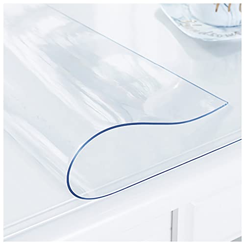 Transparent Tischfolie,Durchsichtige Tischdecke Glasklar Schutzfolie PVC Tisch Schutzfolie Abwaschbar Folie für Garten/Esszimmer/Büro,Pflegeleicht (Dicke:2mm,Größe:45x90cm/17.7x35.4in)