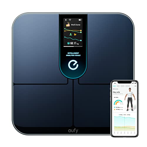 eufy Personenwaage, Smart Scale P3, Digitale Körperfettwaage WLAN/Bluetooth, 16 Messwerte inkl. Gewicht, Herzfrequenz, Körperfett, BMI, Muskel-/Knochenmasse