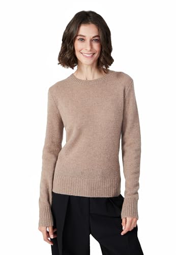 Style & Republic Kaschmir Pullover-Damen elegant aus 100% Cashmere - Dein kuscheliger Premium Strickpullover für stilvolle Herbst- & Winter-Momente - Nougat S