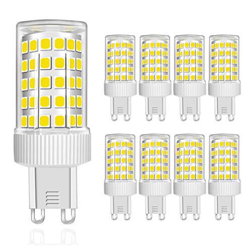 G9 LED Lampe 10W, Kaltesweiß 6000K, Kein Flimmern, 800lm Entspricht 80W G9 Halogen Leuchtmittel, Keramiksockel, G9 Mini Glühbirne mit 86-LED SMD2835, AC220-240V, Nicht Dimmbar, Φ22*58mm, 8er-Pack