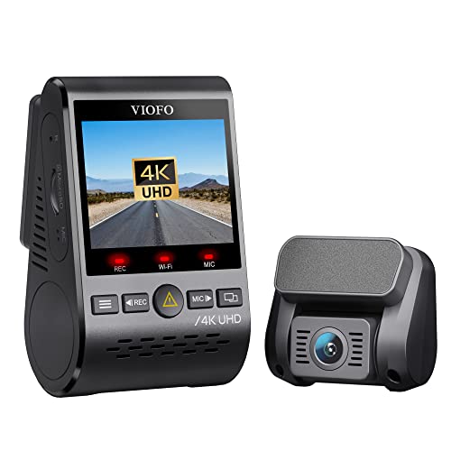 VIOFO 4K Doppelkanal Autokamera Dashcam A129 Pro Duo 3840 * 2160P Ultra HD 4K Dashkamera Sony 8MP-Sensor GPS Wi-Fi, Gepufferter Parkmodus, G-Sensor, Bewegungserkennung, WDR, Schleifenaufnahme