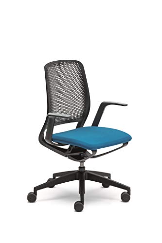 Sedus se:motion, Bürostuhl, schwarz, mit Armlehnen, Sitzpolster in blau, Kunststoff, 950-1065 mm