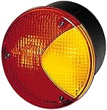 HELLA - Heckleuchte - Glühlampe - 24/12V - Anbau/geschraubt - Lichtscheibenfarbe: gelb/rot - Stecker: Flachstecker - links/rechts - Menge: 1 - 2SW 964 169-081